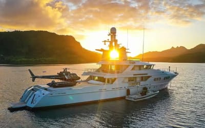 This $49m explorer yacht is a 'civilian aircraft carrier' that has a helicopter garage below deck