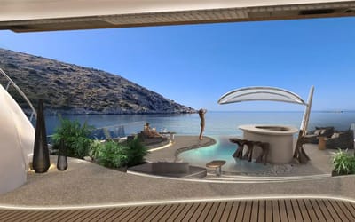 Awe-inspiring superyacht of the future features a real beach