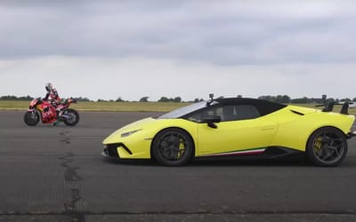MotoGP bike takes on Lamborghini Huracán in epic drag race