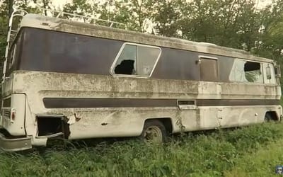 Explorer finds abandoned RV on derelict US road and checks it out