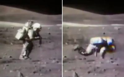 Rare footage shows how hard astronauts find it to walk on the Moon