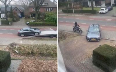 Watch this Audi delivery go from bad to worse as the new owner films from his window 