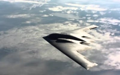 Rare aerial footage of world’s only long-range Stealth Bomber flying as majestic as a bird