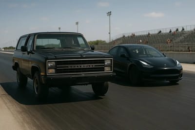 Chevrolet Blazer driver sees Tesla pull ahead of him at start of race and he takes it personally