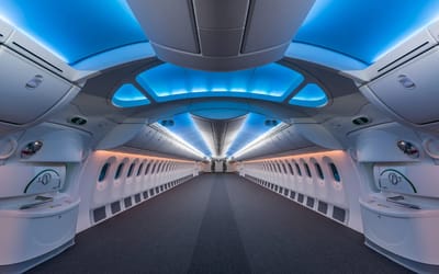 Surreal behind-the-scenes look reveals what the Boeing 787 looks like before the seats are installed