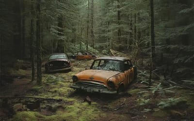 UK car graveyard deep in a forest serves as eerie time capsule