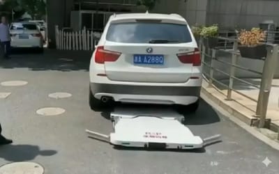 Police in China are using this robot to move illegally parked cars instead of towing them