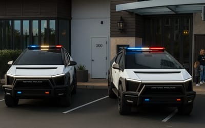 Las Vegas police unveil their new Tesla Cybertrucks at a brunch block party in Downtown Summerlin