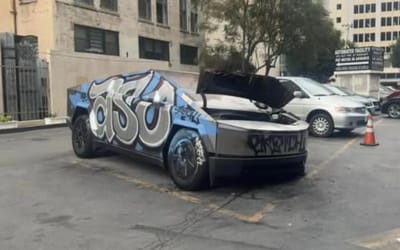 Mystery of abandoned graffiti-covered Tesla Cybertruck in LA