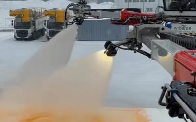 Video showing the process with which airplanes are de-iced is strange but fascinating to watch