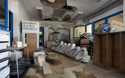 This abandoned Chevrolet and Cadillac dealership is like a time capsule