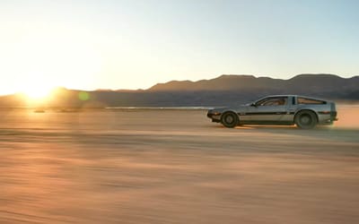 Ferrari-powered DeLorean has no problem reaching 88mph as it tears through the Nevada desert