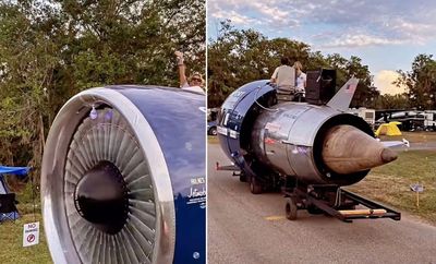 Wild vehicle made of out of jet engines has everyone making the same hilarious comparison