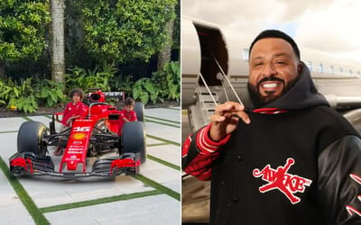 DJ Khaled shows off having Scuderia Ferrari F1 race car on his driveway