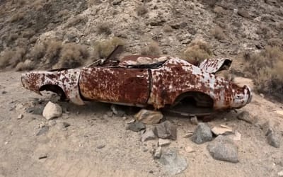 Man found an abandoned Dodge Charger in the California desert and it made for a tragic sight