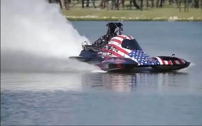 Drag racing boat clad in stars and stripes broke world record in just three seconds