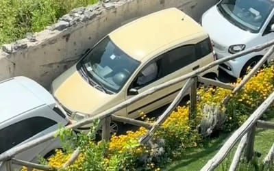 Driver manages to squeeze car out from the tightest parking spot possible in expert feat