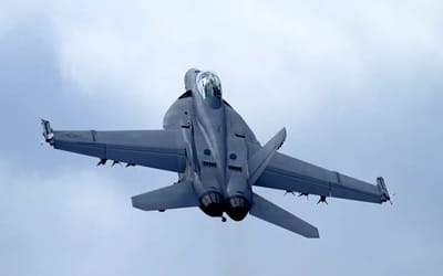 Cockpit view of an F-18 landing on an aircraft carrier is undefeated precision