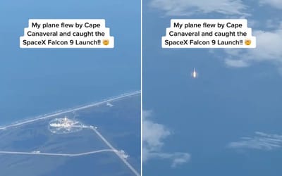 Flight crew member accidentally catches ‘once-in-a-lifetime’ Falcon 9 liftoff