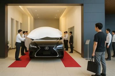 Buying a Lexus in Japan is more like a ritual than a car purchase with the car revealed like a masterpiece