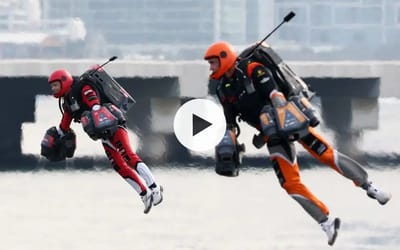 Amazing video shows the sheer speed pilots went in the world’s first jet pack race in Dubai