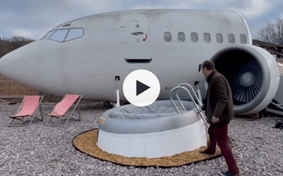 Boeing 737 converted into unbelievable apartment with a jet engine hot tub