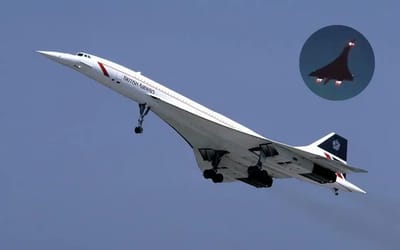 Vintage footage shows Concorde departing from Heathrow with fiery afterburners