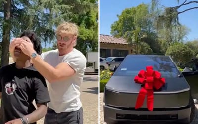 Logan Paul gifts IShowSpeed brand new Cybertruck, his reaction is priceless