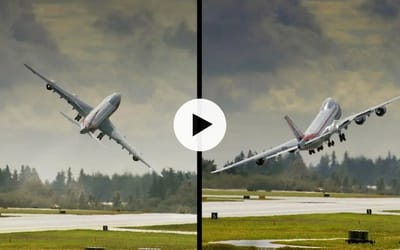 Boeing 747 ‘says goodbye’ during takeoff as pilot performs breathtaking ‘wing wave’