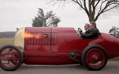 Flame-spitting car with largest engine ever was driven for first time in a century