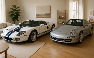 Illinois home is specially built to show off an incredible car and motorcycle collection with Ford GT and Porsche sitting inside