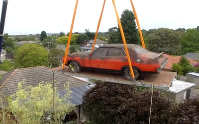 A crane was needed to remove rare Ford Falcon XA muscle car