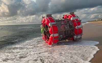 Florida man arrested after building his own giant hamster wheel to try to cross the Atlantic Ocean