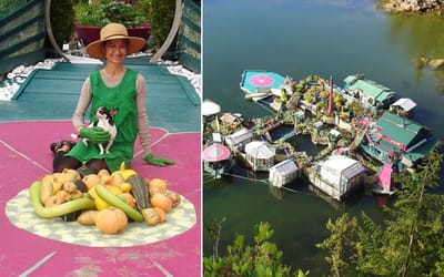 This woman lives on a floating island in Canada that she hand-built with her late husband