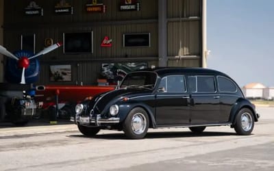 This 1969 VW Beetle limo with four seats and one minibar was built for the red carpet