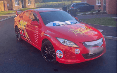 Check out this Lightning McQueen wrapped Mazda on Facebook Marketplace