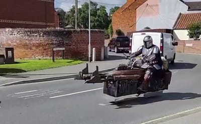 Man brings The Mandalorian and Grogu into reality with an incredible speeder bike build that appears to hover off the ground