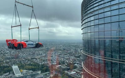 This McLaren Senna was airlifted 57 stories to be used as an ornament