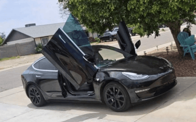 Woman in Arizona is selling a modded Tesla Model 3 with scissor doors and it goes hard
