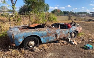 The internet can’t figure out what this mysterious barn find car discovered in Texas is