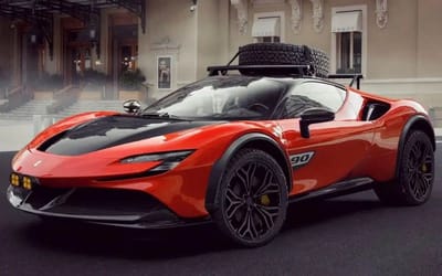 Ferrari SF90 Stradale reimaged as an off-road Dakar rally beast