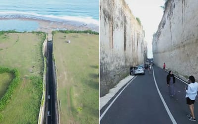 Remarkable road leading to Bali beach leaves drivers debating how it could have been built better