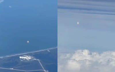 Passenger accidentally captures rocket launch from plane in spectacular video