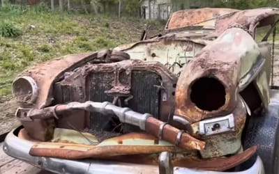 Man finds surprise under the hood of 1953 Plymouth Cranbrook left sitting for 59 years