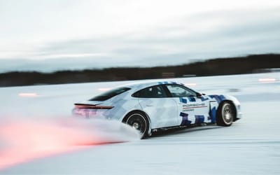 Watch Porsche Taycan set a Guinness World Record after drifting 11 miles on ice