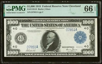 Super rare $1,000 bill from 1918 is set to make a huge sum at auction