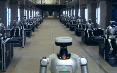 China deploys unit of humanoid robots as 18 rise and emerge under their own power without commands