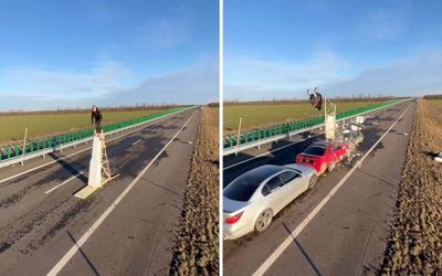 Stuntman attempts to backflip over 5 cars in death-defying video