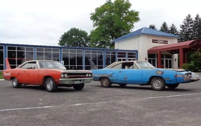 These barn find Plymouth Superbirds still run after being parked side by side since 1975