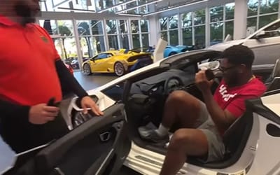 Tall man pretends to be NBA player at Lamborghini dealership in Miami and it works